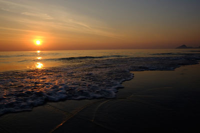 Scenic view of sea against sky during sunset
