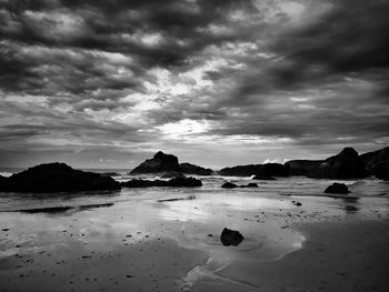 Scenic view of beach against sky