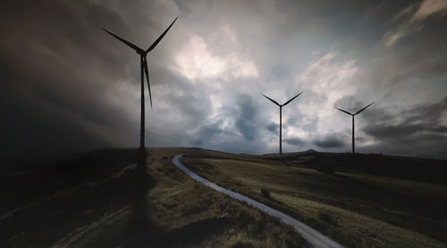 Wind turbines on land