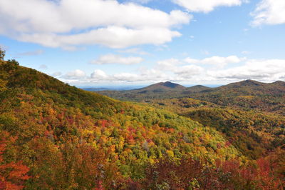 Scenic view of landscape against sky during autumn