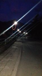 Light trails on road at night