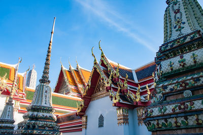 Low angle view of temple building against sky