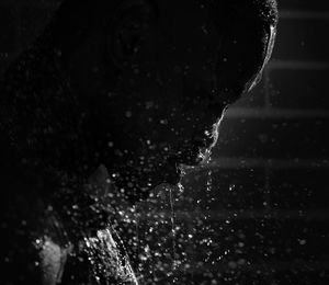 Close-up of water drops on glass