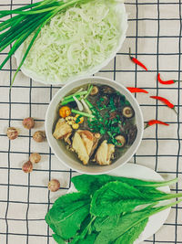 High angle view of food on table