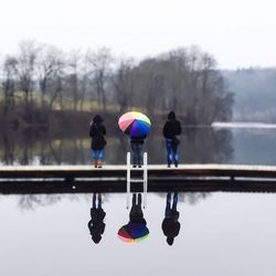 Reflection of trees in lake