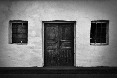 Closed door of house