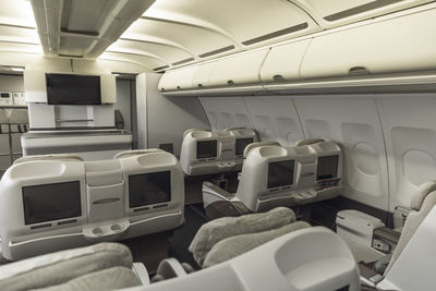 View of empty seats in airplane