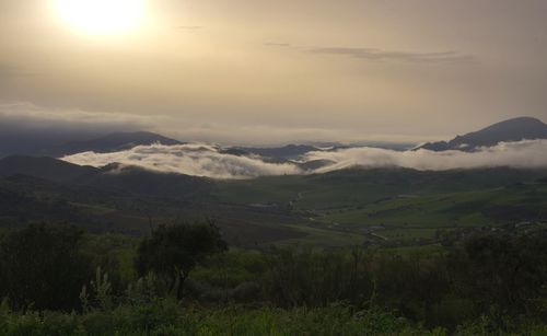 Scenic view of mountains against sky