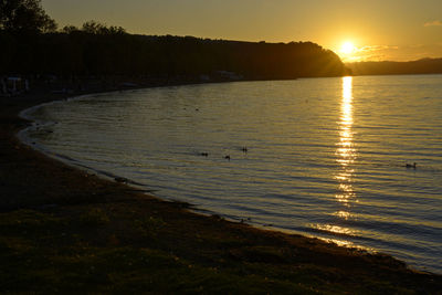 View of lake at sunset