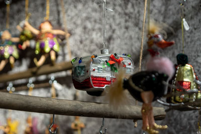 Close-up of figurines on table