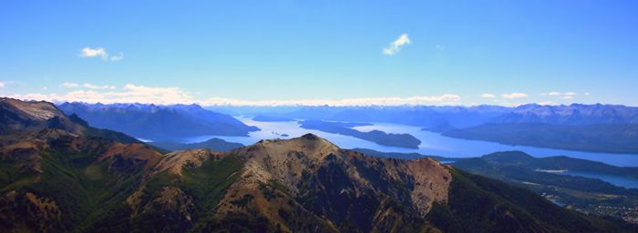 Panoramic view of snowcapped mountains against sky