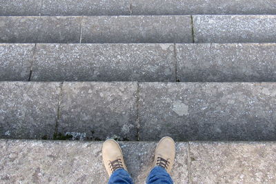 Low section of man standing on steps