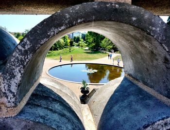 Arch bridge over river