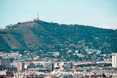 High angle view of buildings in city