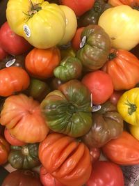 Full frame shot of bell peppers for sale in market