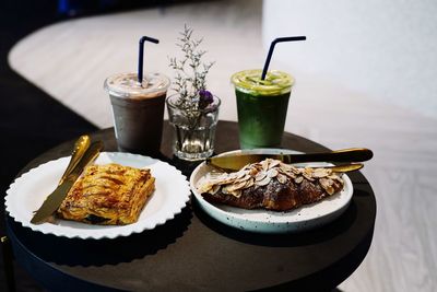 High angle view of food on table