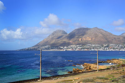 View across the bay to the south african seaside resort of simon's town, near cape town.