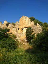 Low angle view of rock formation