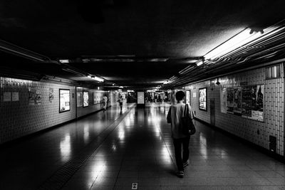 Illuminated subway station