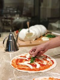 Close-up of pizza on ice cream