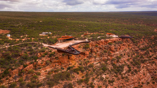 Aerial photo of newly opened skywalk attraction in kalbarri national park in western australia.