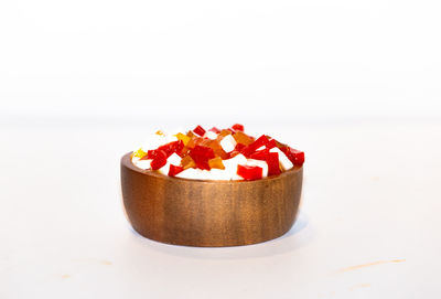 Close-up of strawberry against white background