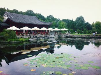 Reflection of built structure in water