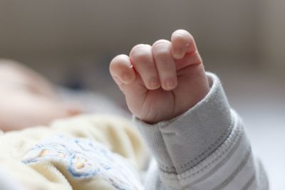 Close-up of newborn baby hand