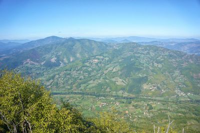 Scenic view of mountains against clear sky