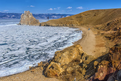 Scenic view of beach against sky