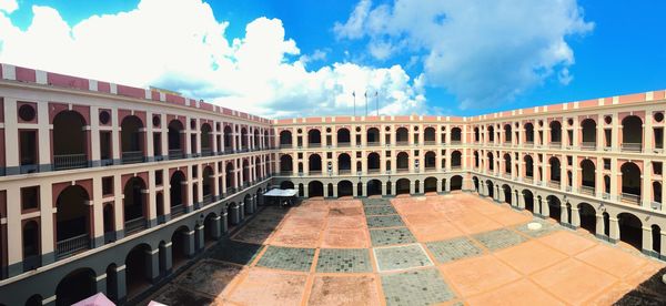 High angle view of old military barracks