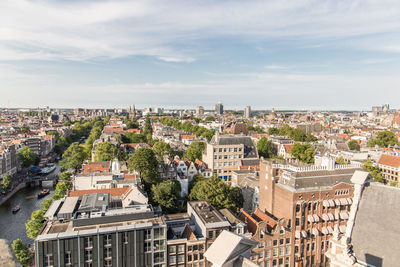 High angle view of townscape against sky