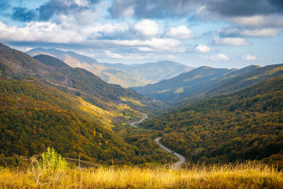 Scenic view of mountains against sky