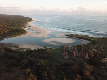 High angle view of beach against sky