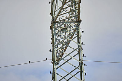 Low angle view of crane against clear sky