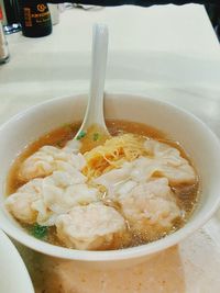 Close-up of soup in bowl