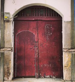 Closed door of old building