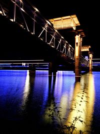 Bridge over river at night