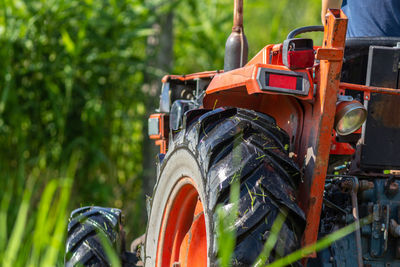 Close-up of tractor against blurred background