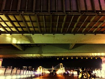 Low angle view of illuminated ceiling