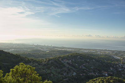 High angle view of city against sky