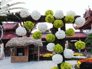 Panoramic view of built structure and trees against sky