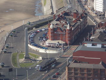 High angle view of traffic on city street