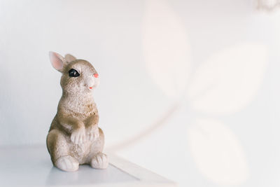 Close-up of a stuffed toy over white background