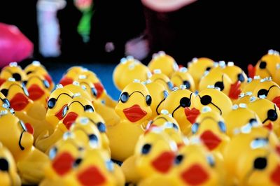 Rubber ducks for sale at market stall