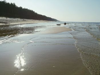 Scenic view of beach against clear sky