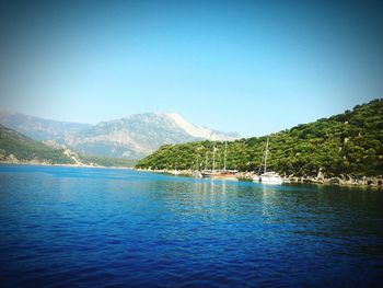 Scenic view of lake and mountains