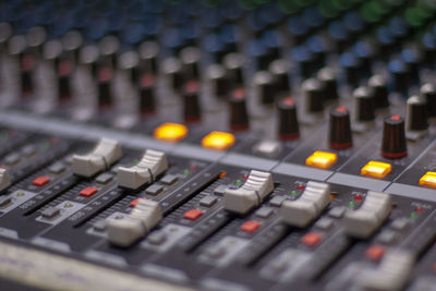 Close-up of sound mixer