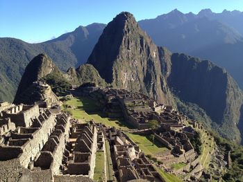 View of mountains and machu picchu