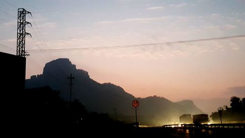 Sunset over mountain range